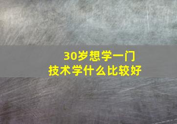 30岁想学一门技术学什么比较好