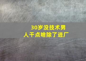 30岁没技术男人干点啥除了进厂