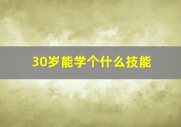 30岁能学个什么技能