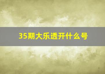 35期大乐透开什么号