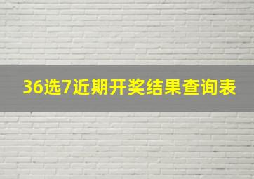 36选7近期开奖结果查询表