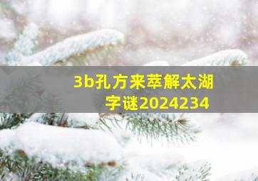 3b孔方来萃解太湖字谜2024234