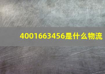 4001663456是什么物流