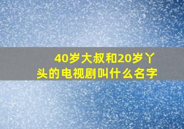 40岁大叔和20岁丫头的电视剧叫什么名字