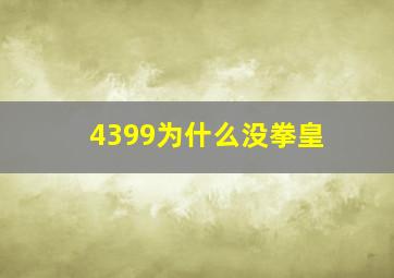 4399为什么没拳皇