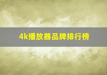 4k播放器品牌排行榜