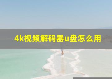 4k视频解码器u盘怎么用