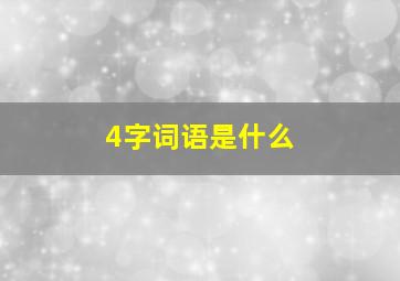 4字词语是什么