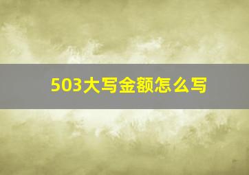 503大写金额怎么写