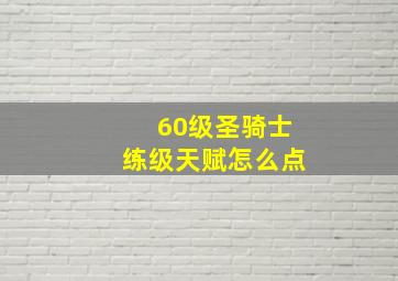 60级圣骑士练级天赋怎么点