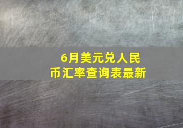 6月美元兑人民币汇率查询表最新