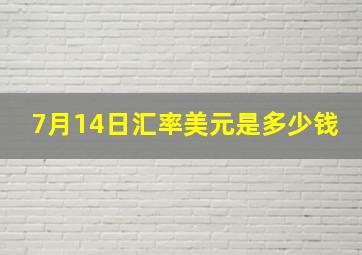 7月14日汇率美元是多少钱