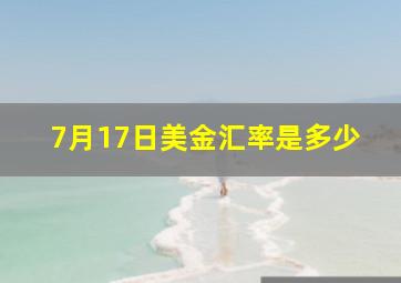 7月17日美金汇率是多少