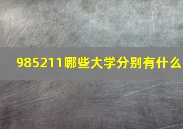 985211哪些大学分别有什么