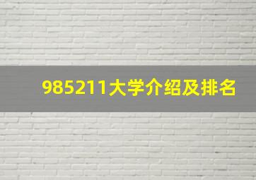 985211大学介绍及排名