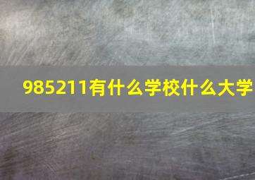 985211有什么学校什么大学