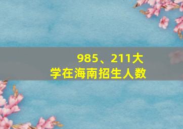 985、211大学在海南招生人数