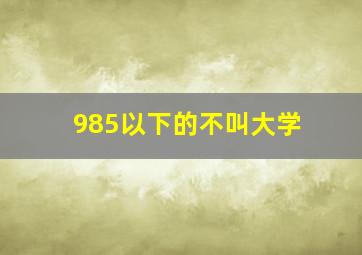 985以下的不叫大学