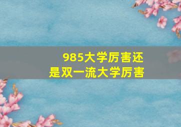 985大学厉害还是双一流大学厉害