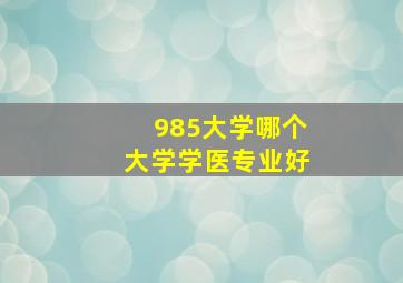 985大学哪个大学学医专业好