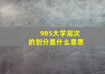 985大学层次的划分是什么意思