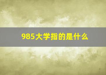 985大学指的是什么