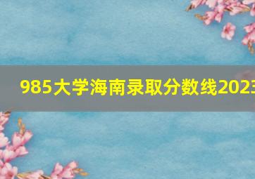 985大学海南录取分数线2023