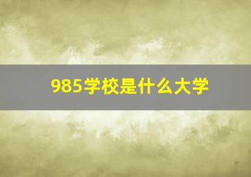 985学校是什么大学