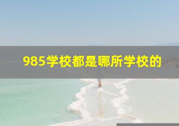 985学校都是哪所学校的