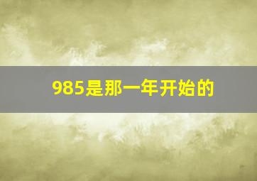 985是那一年开始的