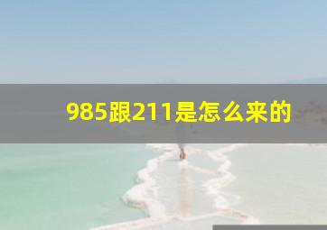 985跟211是怎么来的