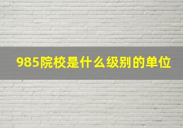 985院校是什么级别的单位