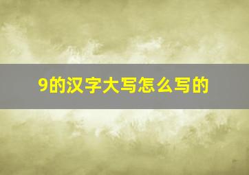 9的汉字大写怎么写的