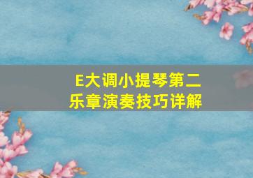 E大调小提琴第二乐章演奏技巧详解