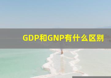 GDP和GNP有什么区别