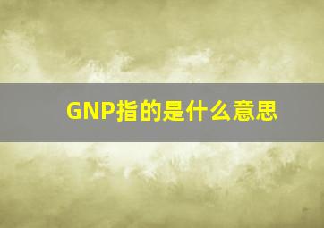 GNP指的是什么意思