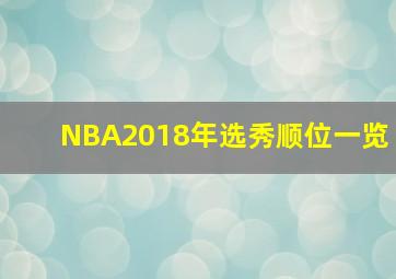 NBA2018年选秀顺位一览