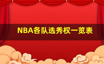 NBA各队选秀权一览表