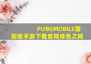 PUBGMOBILE国际服手游下载官网绿色之网