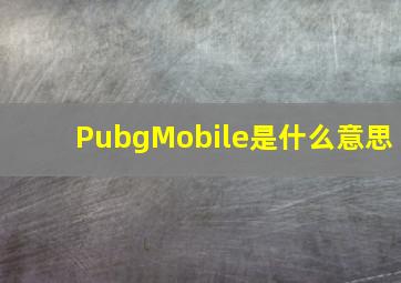 PubgMobile是什么意思