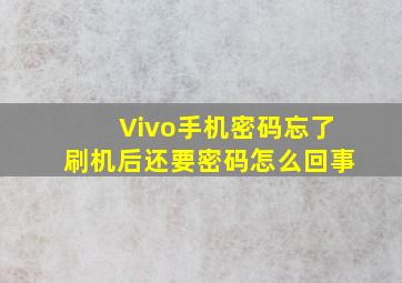 Vivo手机密码忘了刷机后还要密码怎么回事