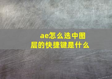 ae怎么选中图层的快捷键是什么