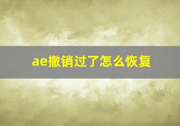 ae撤销过了怎么恢复