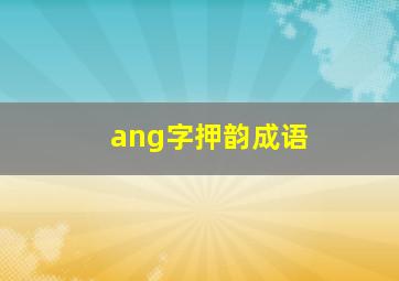 ang字押韵成语