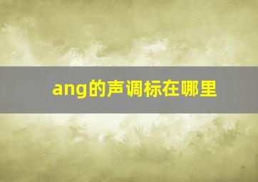 ang的声调标在哪里