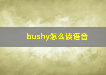 bushy怎么读语音