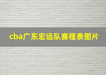 cba广东宏远队赛程表图片