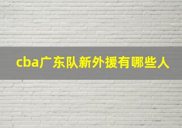 cba广东队新外援有哪些人