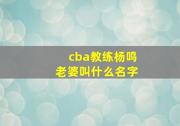 cba教练杨鸣老婆叫什么名字