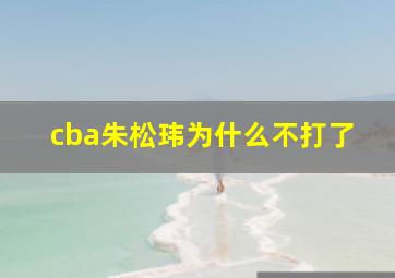 cba朱松玮为什么不打了